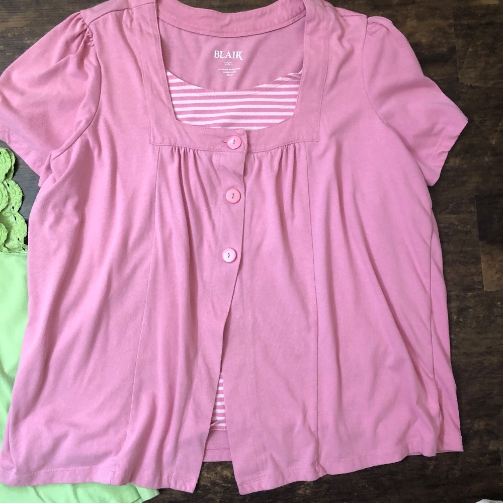 2 BLAIR Summer Tops size 2XL, very good condition, dusty pink, lime green - Picture 3 of 12